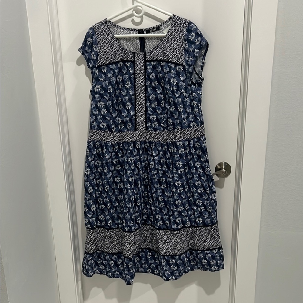 Floral Blue Women’s eShakti short sleeved dresss